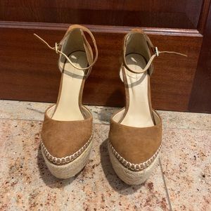 Zara - Genuine Suede Tan Platform Heels - 38
